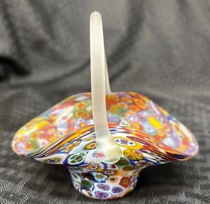 KB Murano Venetian Art Glass Millefiori Basket Vintage Italy Original Labels - Picture 1 of 13