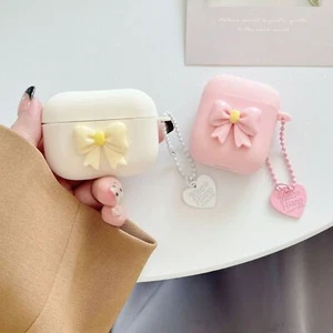 Bow Frosted Earphone Headset Case Cover For Airpods 1/2 Pro/Pro2 Airpods 3 New - Picture 1 of 9
