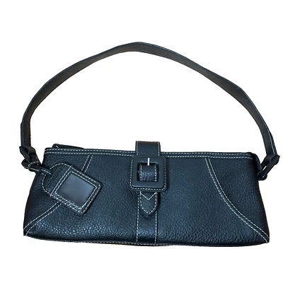 Liz Claiborne Accesorios Imitación Cuero Guijarro Negro Bolso Baguette Bolso de Mano Cartera Foto 1 de 4