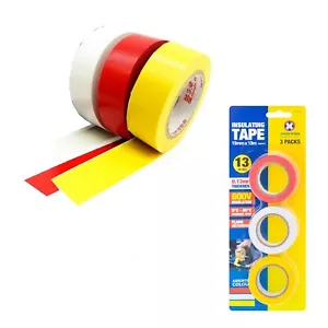 3 Rotoli ISOLAMENTO ELETTRICO PVC NASTRO ISOLANTE RITARDANTE DI FIAMMA 15mmx3m Colore - Foto 1 di 5