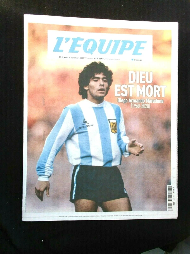 MARADONA DIEU EST MORT Journal Hommage L EQUIPE 26 NOVEMBRE 2020 NEUF COLLECTOR - Image 1 of 1