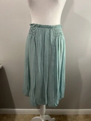 Falda de seda M A G Magaschoni cintura elástica verde suave talla 2 Foto 1 de 4