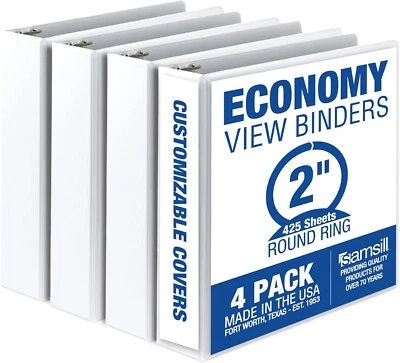 Samsill 2 Inch 3 Ring Binders, Made in USA, Economy Round Ring, Clear View Cover - Image 1 of 4