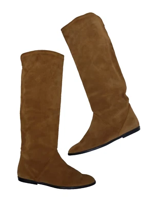 Botas CHARLES JOURDAN 6.5 Planas Cobre Marrón Gamuza De Colección Años 80 Slouchy Foto 1 de 4