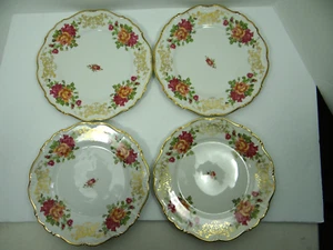 Edelstein Bavaria Rosalind Maria Theresia Dinner Plates Set 4 Pink Yellow Rose - Picture 1 of 7