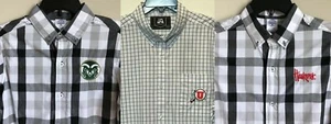 New NCAA Men's Dress Shirt Button Front Long Sleeve College Plaid Shirt -cut big - Picture 1 of 38