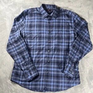 UNTUCKIT Men's Classic Cotton Walton Shirt Mens Large Button Down Plaid Blue - Picture 1 of 8