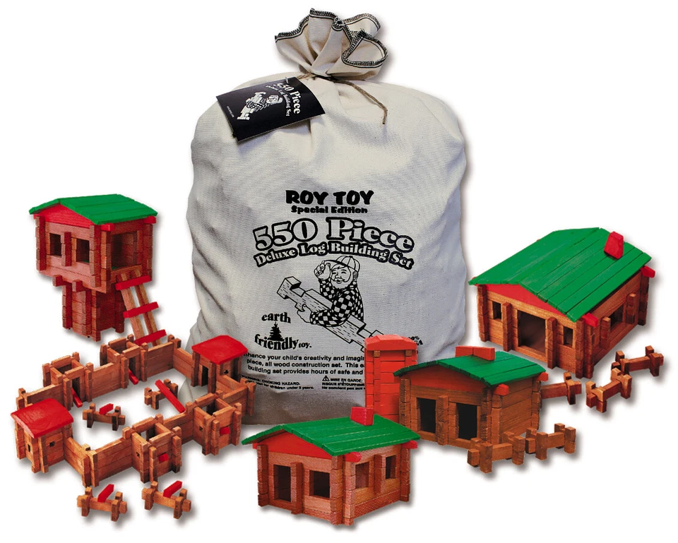 550 Piece Log Building Set Roy Toy Real Wooden Pieces Made In The USA - Image 1 of 4
