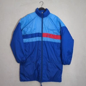 Vintage Puma Long Puffer Jacket Sz.52 L Mens Blue 90s Retro Insulated Nylon Warm - Picture 1 of 13