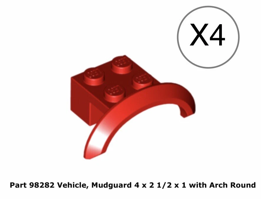 Lego 4 Pieces Red Truck,Vehicle Car Mudguard 4x2 1/2x1 w/ Short Arch Round Parts - Image 1 of 1