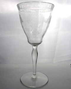 Tiffin Glass stemware Diana etched variant 16 panel optic Water Goblet(s) 1920s - Picture 1 of 2