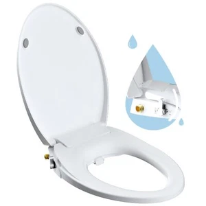 Elongated Bidet Toilet Seat, Non-Electric Bidet Attachment with Dual Nozzle - Picture 1 of 30