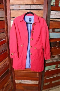 Gabardina Gap Mujer Pequeña Rosa Coral Algodón Pesado Floral Forrado Bolsillos Usada en Excelente Condición - Imagen 1 de 8