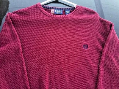 CHAPS Ralph Lauren Polo Tejido con Cable Algodón Suéter Borgoña Para Hombres Talla Grande Foto 1 de 4