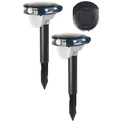 2er-Set Solar-Vogelschreck mit Bewegungssensor & LED-Blitzlicht, 95 dB - Bild 1 von 4