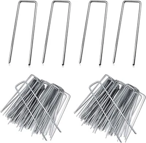 Galvanised Steel Securing Membrane Weed Control Fabric Pegs Metal U Pins UK - Picture 1 of 11