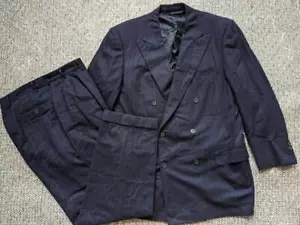 TRAJE ERMENEGILDO ZEGNA franela 2 piezas doble botonadura 44L 36x34 azul rayas lana - Imagen 1 de 18