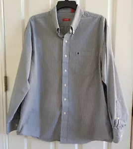 IZOD JEANS Men's Shirt Size XL Striped Blue Button Down Long Sleeve Front Pocket - Picture 1 of 7