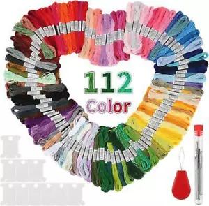 Lot 112 Multi Colors Cross Stitch Floss Cotton Thread Embroidery Sewing Skeins - Picture 1 of 7