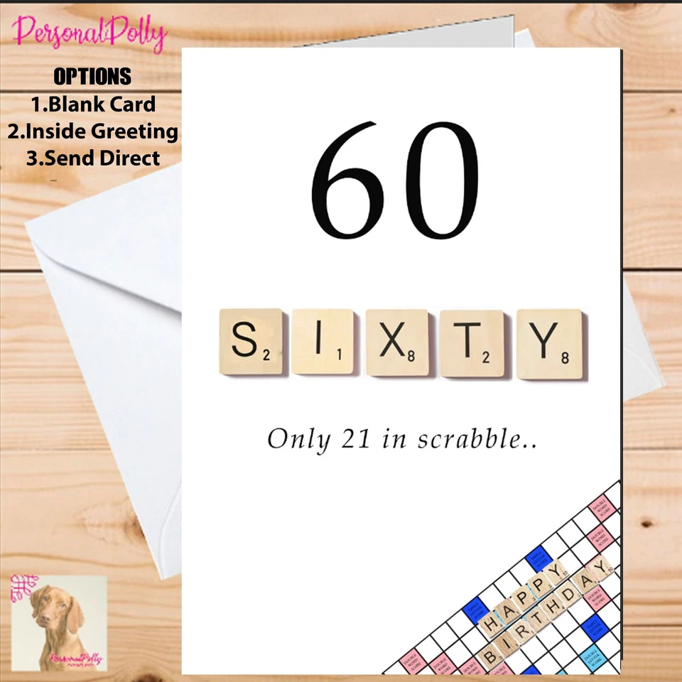 Personalised Scrabble Card Funny Letter Tile Any Age Milestone 60 70 80 65 Joke - Image 1 of 1