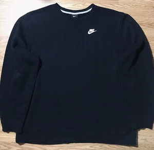 Nike 2000s Mens 3XL Sweatshirt Black Crew White Print Spell Out Swoosh Logo - Picture 1 of 14
