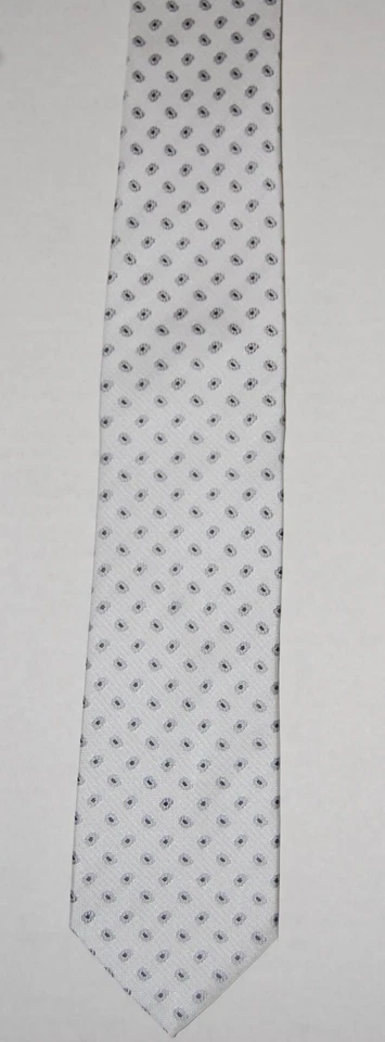 Corbata para hombre Milani Collezioni blanca con detalles circulares plateados Foto 1 de 1