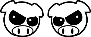 Pair of Angry Rally Pigs Decal sticker vinyl Grocery Getter AWD Rally Racing - Picture 1 of 2