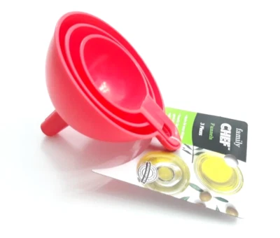 X1 СЕМЕЙНЫЙ ШЕФ-ПОВАР 3 ПК ВОРОНКА НАБОР МАЛЕНЬКИЙ СРЕДНИЙ БОЛЬШОЙ КРАСНОВАТО-ОРАНЖЕВЫЙ - Изображение 1 из 3