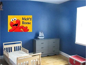 Mural de pared adhesivo de pared color reposicionable con nombre personalizado Elmo y 24x16 - Imagen 1 de 2