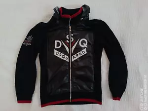 *WOW Mens DSQUARED2 Designer Stylish Biker Black Red Logos Cotton Nylon Jacket M - Picture 1 of 24