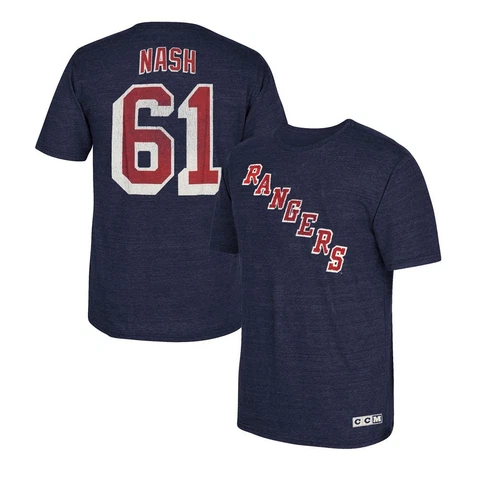 Rick Nash CCM New York Rangers Vintage Player Navy Blue N&N Jersey T-Shirt Men's Cover