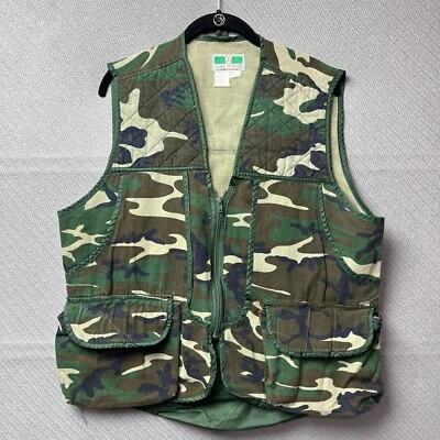 Game Winner Vest Mens Medium Green Camo Hunting Duck Canvas Game Bag Vintage - Image 1 of 4
