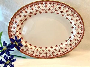 Stunning Spode Fleur de Lis Red (Y7481-1) Bone China 14” Oval Platter - Picture 1 of 5