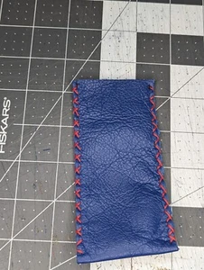 Blue Genuine Leather Knife Slip With Red X Stitching For Large To Medium Knives - Picture 1 of 5