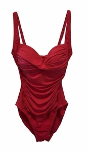 La Blanca Vivid Berry Pink Rot Badeanzug Rüschen Gekreuzt Bandeau Bügelfrei Größe 6 - Bild 1 von 9