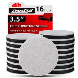 3.5" Felt Furniture Movers Sliders for Hardwood & Vinyl Floors, 16 PCS Round ... - Picture 1 of 6