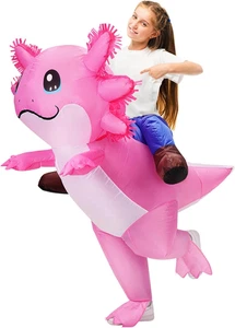 Inflatable Axolotl Costume for Kids Halloween Costumes Kid Blow up Costume Ride - Picture 1 of 7
