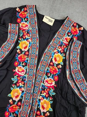 Savanna Jane Kimono Cardigan Duster Womens Plus 1X Black Floral Boho Embroidered - Image 1 of 4