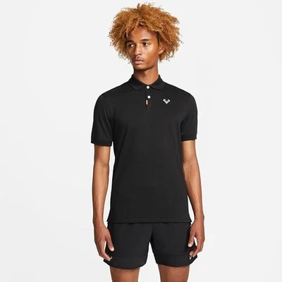 Size M- Nike The Polo Rafa Men's Slim-Fit Tennis Polo, Black. - Image 1 of 4