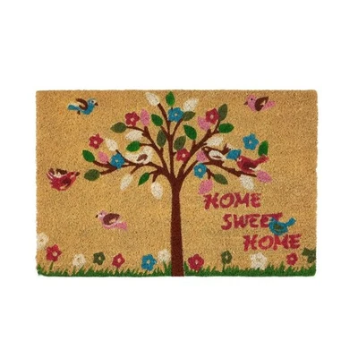 HowHomely Türmatte Bodenmatte Fußmatte braun bunt 60x40 Kokosfaser Baum für Flur - Bild 1 von 4