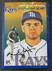 2023 Topps Chrome Platinum Jonathan Aranda Blue Refractor RC /199 #15 Rays - Picture 1 of 2