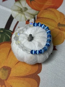 UV Aura Mondstein mit blauem Cateye Armband  - Bild 1 von 13