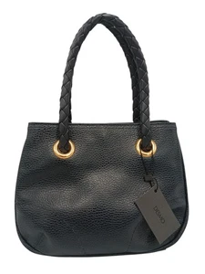 Desmo schwarz Leder Beuteltasche Handtasche Geldbeutel Borsa Derby geflochtene Griffe - Bild 1 von 5