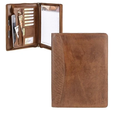 Bear Design Schreibmappe Leder Konferenzmappe braun A4 Orgamappe cognac braun - Bild 1 von 4