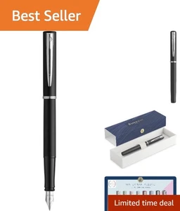 Refillable Allure Fountain Pen - Luxurious Black Lacquer with Blue Ink, Gift Box - Picture 1 of 6