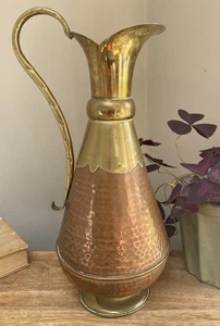 Ewer de cobre y latón - Hecho en Inglaterra 38 cm de alto vintage artesanías rústicas - Imagen 1 de 21