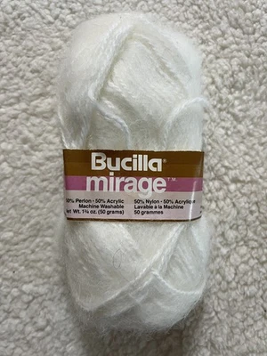 Vintage Bucilla Mirage Yarn ~ White ~ Nylon ~ Acrylic ~ New - Image 1 of 3