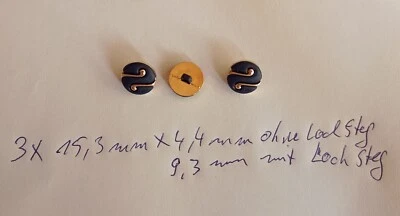 3 Jacken Knöpfe 15,3 mm x 4,4 mm  mit Steg 9,3 mm - Bild 1 von 2