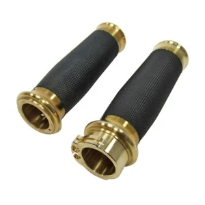 Billet Brass Grip / Throttle Set - for use w. Single Or Dual Cable Throttles - Picture 1 of 10
