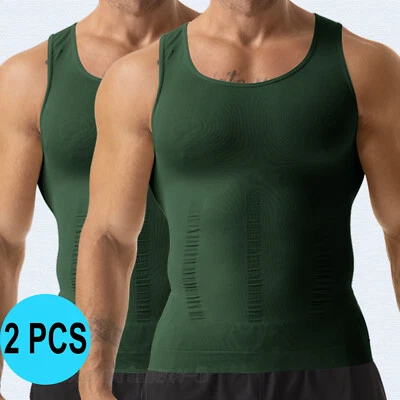 Men's Slimming Body Shaper Belly Chest Compression Vest Girdle T-Shirt Tank Top - Image 1 of 4